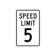 Nmc NMC TM17G Traffic Sign, 5 MPH Speed Limit Sign, 18" X 12", White/Black TM17G